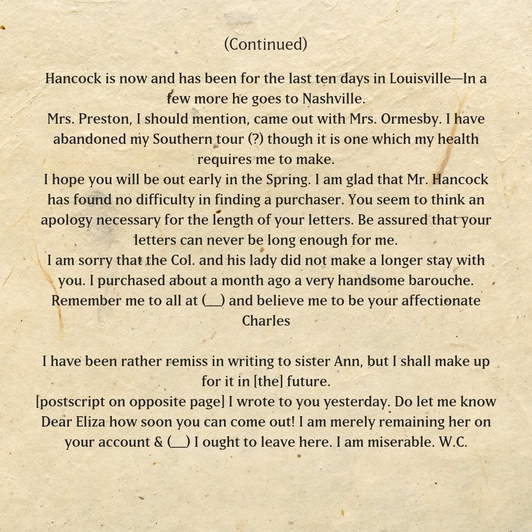 locustgrove's tweet image. Charles Croghan writes to his sister Eliza Croghan Hancock in 1827 of the death of their sister-in-law, Mary O'Hara Croghan, in today's selection for #letterwritingweek. It includes a poignant postscript by Charles' oldest brother, William Croghan, Jr., Mary's bereaved husband.