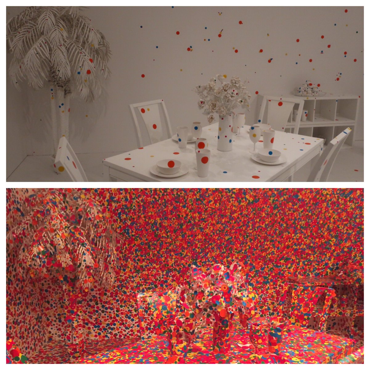 ArtPogue's tweet image. Crazy how much the Obliteration Room at #infinitekusama at the @HighMuseumofArt has changed since staff preview on November 12!
