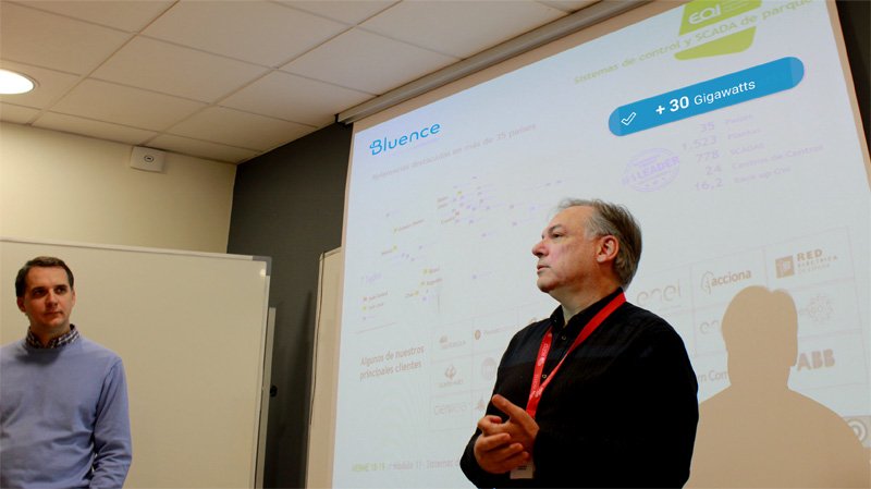 isotrol's tweet photo. Today we talked to @EOI Master in #Renewable Energy's students about our experience in this sector and how we already monitor over 30 GW of green power with #Bluence technology 👨🏫 Here you can see M. Ignacio Román, PM and Francisco González, business development director https://t.co/xODQ63b5xa