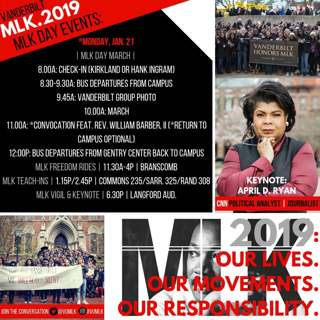 VULGBTQILife's tweet photo. We hope all will participate in the @VUMLK events beginning tomorrow and extending through Monday. Be sure to check out Dr. Richard Pitt’s teach-in Monday: LGBT &amp; the Civil Rights: What Would Martin Do? (2.45-4 p.m., Sarratt 325/327)

#vanderbilt #vumlk https://t.co/0LjLllozVI
