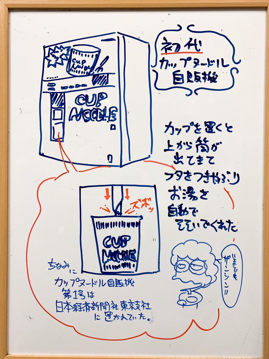 大和イチロウ 一朗 On Twitter 初代カップヌードル自販機 では図のように フタを開けずにお湯を注ぐ装置も兼ね備えていた いろいろなんやかんやあってなくなりましたが 今見ても斬新 すばらしい カップ麺 穴 カップヌードル自販機 コンビニ