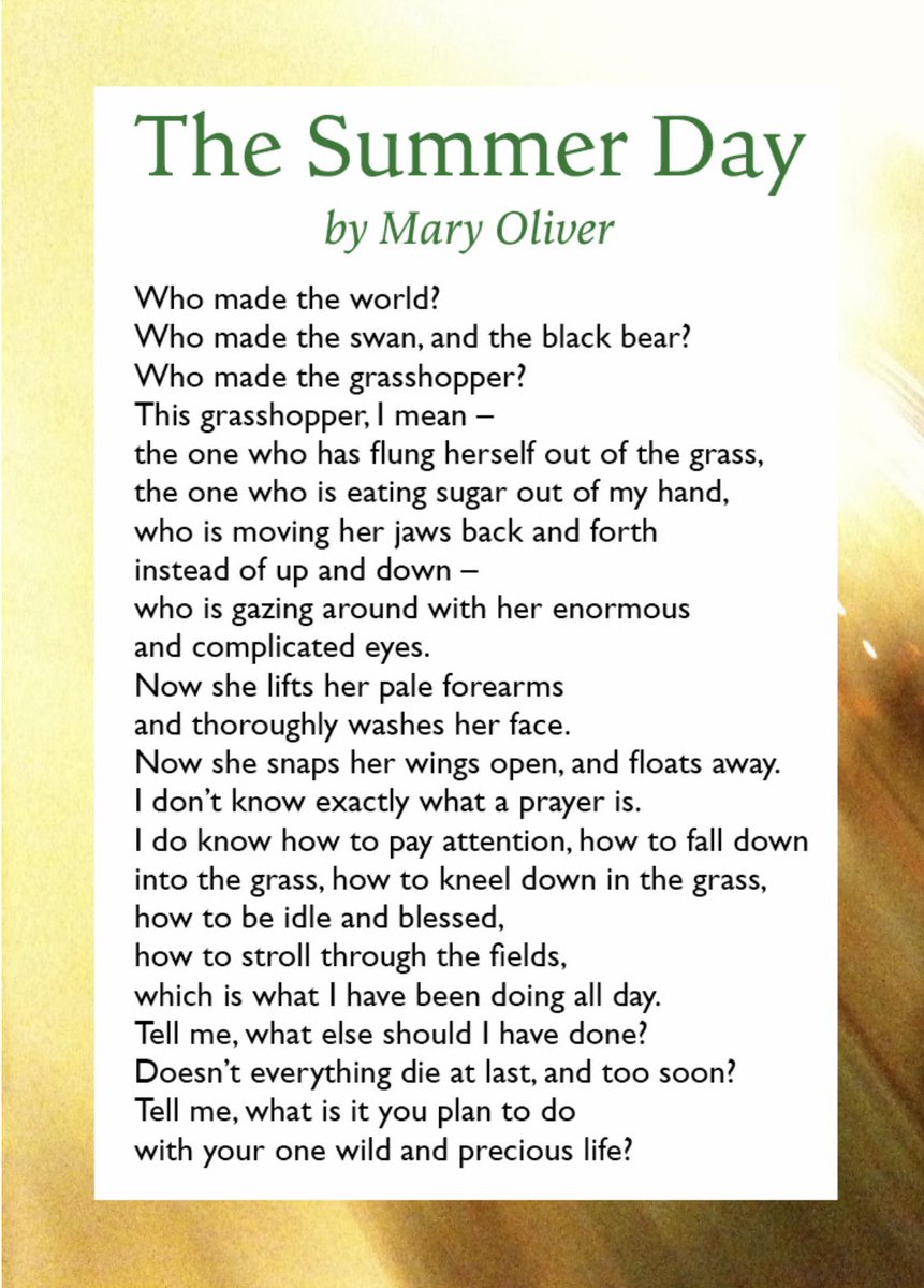 Thread by @tiffanycli: "“The Summer Day” is one of Mary Oliver's ...