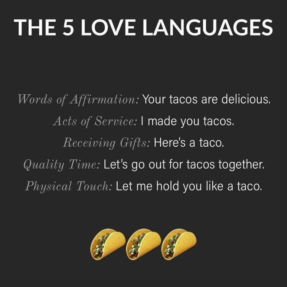 DiceDox's tweet photo. How to speak taco love https://t.co/pLZYT4yTHT