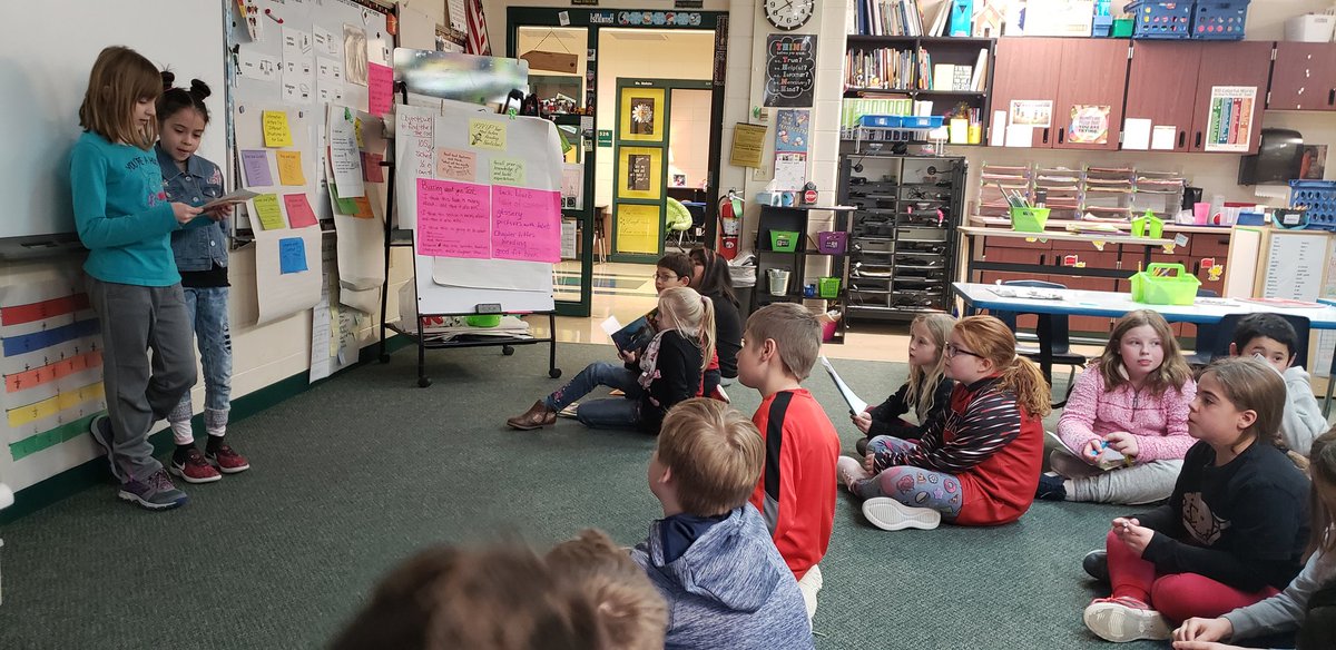 loonyteacher's tweet photo. @PokornyTigerCubs rehearsing and getting feedback from peers.  We're preparing to teach 2nd graders how to preview non-fiction texts.  We'll share on @Flipgrid when we're ready. https://t.co/tf7krveqLc