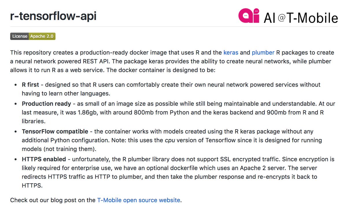 drob's tweet photo. Wow! @skyetetra + @heatherklus open sourced their setup for a production-ready Tensorflow API, powered by R, keras, and plumber

https://t.co/rdnC2gH3jF #rstudioconf https://t.co/S44pyGOQxS