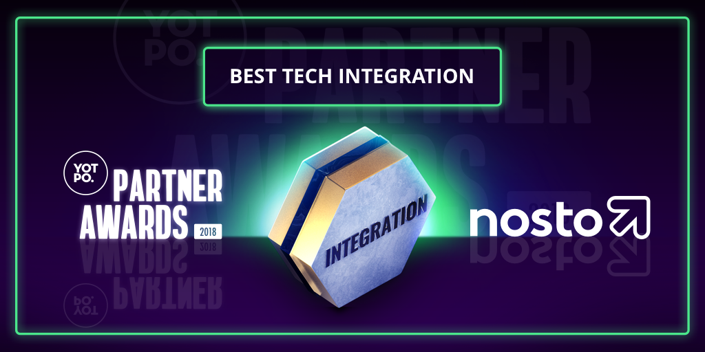 NostoSolutions's tweet photo. We are honored to receive the ‘Best Tech Integration’ Yotpo Partner Award! 🏆 Thanks for being such a great partner @Yotpo - cheers to continued success together! https://t.co/YR0XmKlmIH https://t.co/ic0k97CZbP