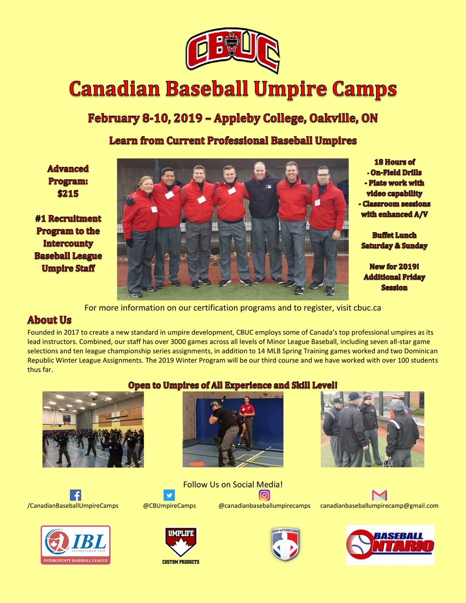 CBUmpireCamps's tweet photo. Aspire to work in the @IBL1919? Then our Advanced Course, the #1 recruiting program for the IBL umpire staff, is for you! Last year, 3 CBUC students made their IBL debut. YOU could be next! https://t.co/kQpUpEQ621