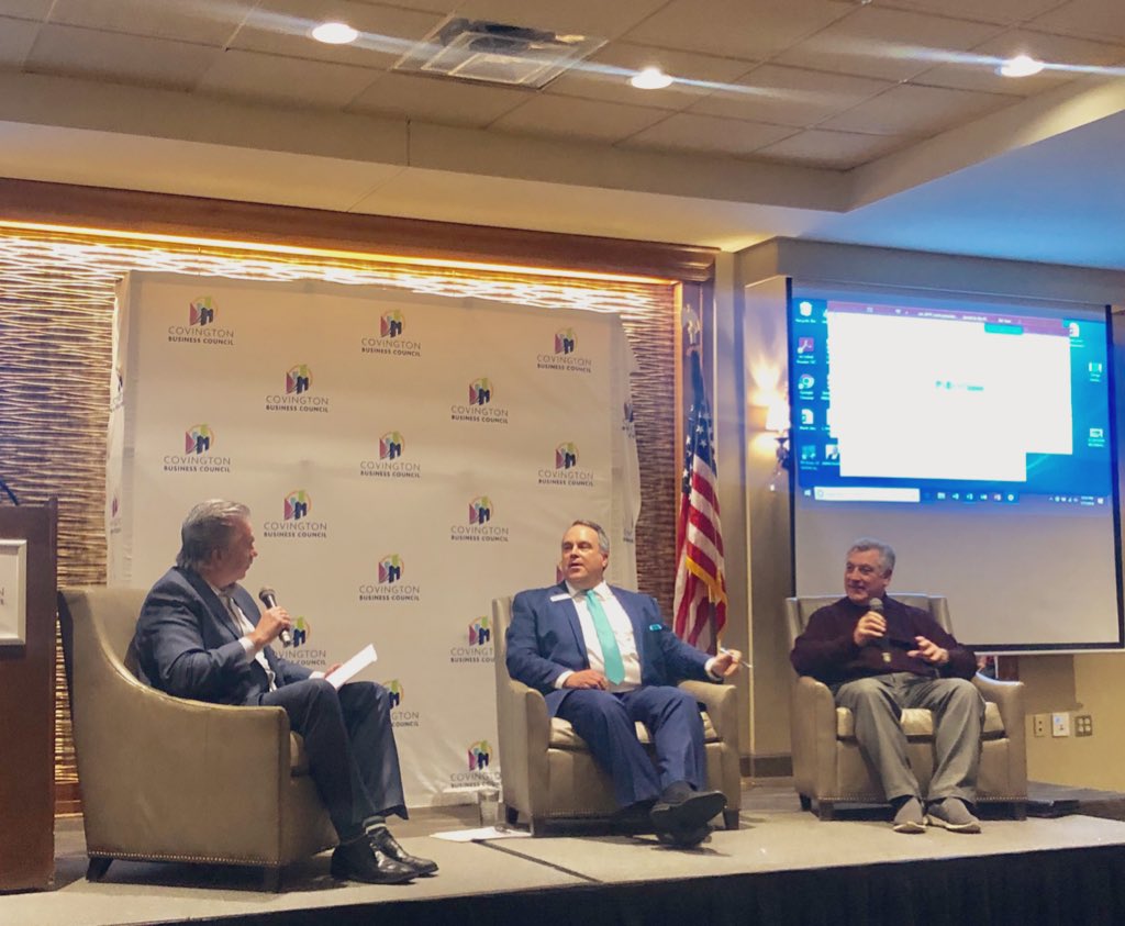 Our co-founder, Pat Crowley, moderating today’s @covbusinesscncl with Jack Moreland of @SouthbankCities and <a href="/patfrew/">patfrew</a> of the CBC discussing development on the riverfront. #cbclunch #covingtonky
