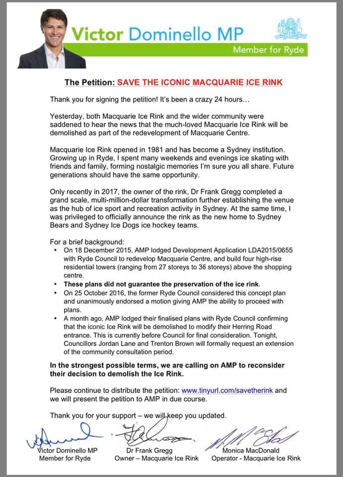 brookleeh95's tweet image. Thank you all for your support. The local MP, Victor Dominello, has put together another petition which he will present to the AMP. Please consider signing if you wish to support Macquarie Ice Rink. 

tinyurl.com/savetherink
🎨: stick.figure.skating on insta