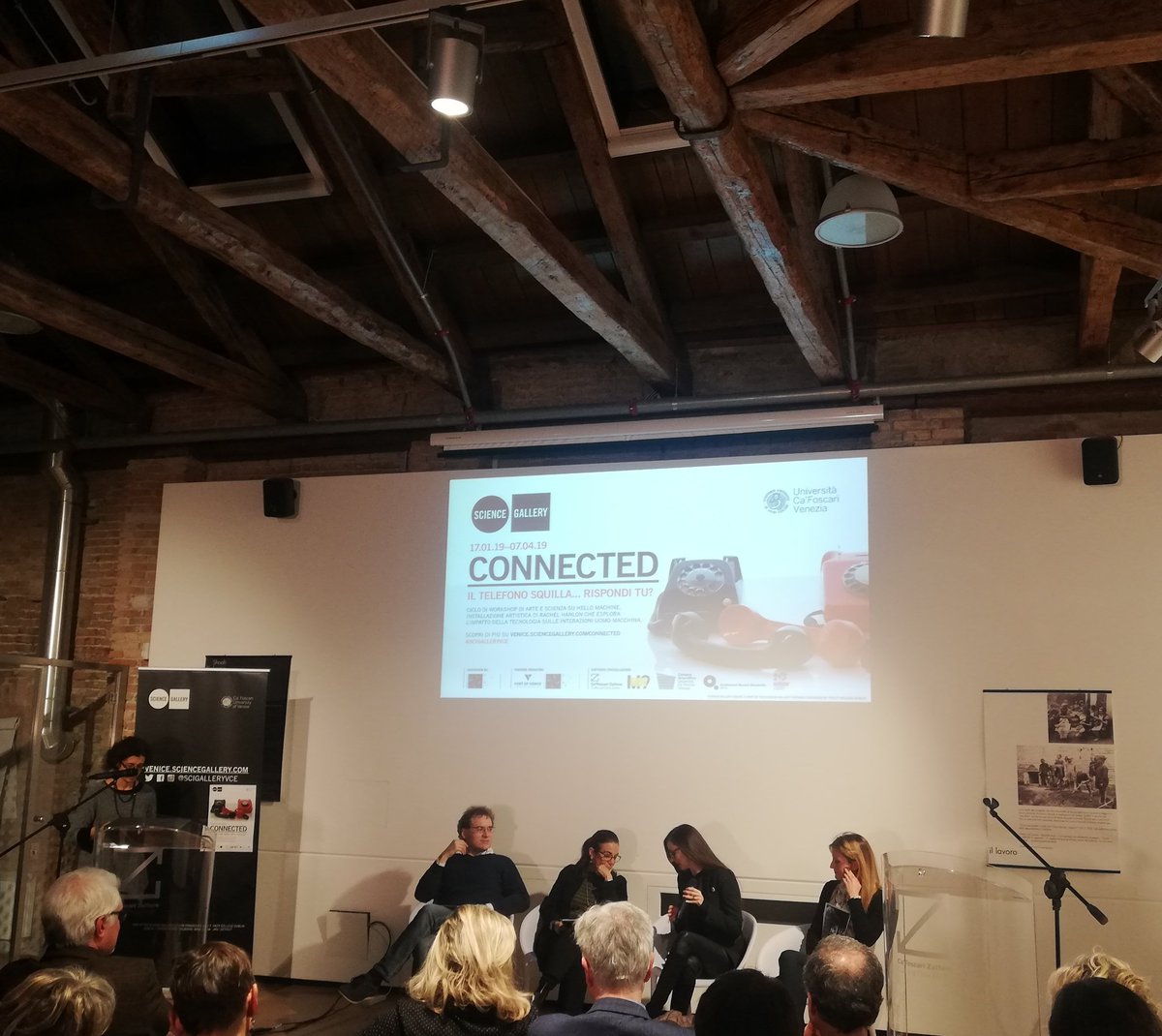FrancescaLaros1's tweet photo. "#AI means future and opens new #research avenues" - listening to @Vesco_Paola (@CmccClimate and @CaFoscari) discussing about #technology for the @SciGalleryVce inaugural event of #ConnectedHelloMachine #art #science #ResearchLikeAGirl https://t.co/TE5ZjOP4Sl