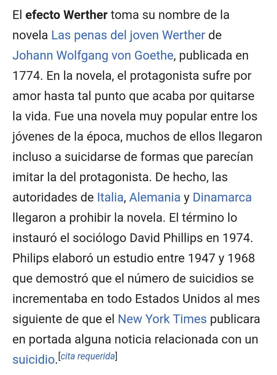 MenendezFaya's tweet photo. A menudo leo comentarios hablando de que silenciamos las noticias de suicidios para ocultar datos. En realidad, si silencian por lo que se llama Efecto Werther. https://t.co/6ObAIW0aBi