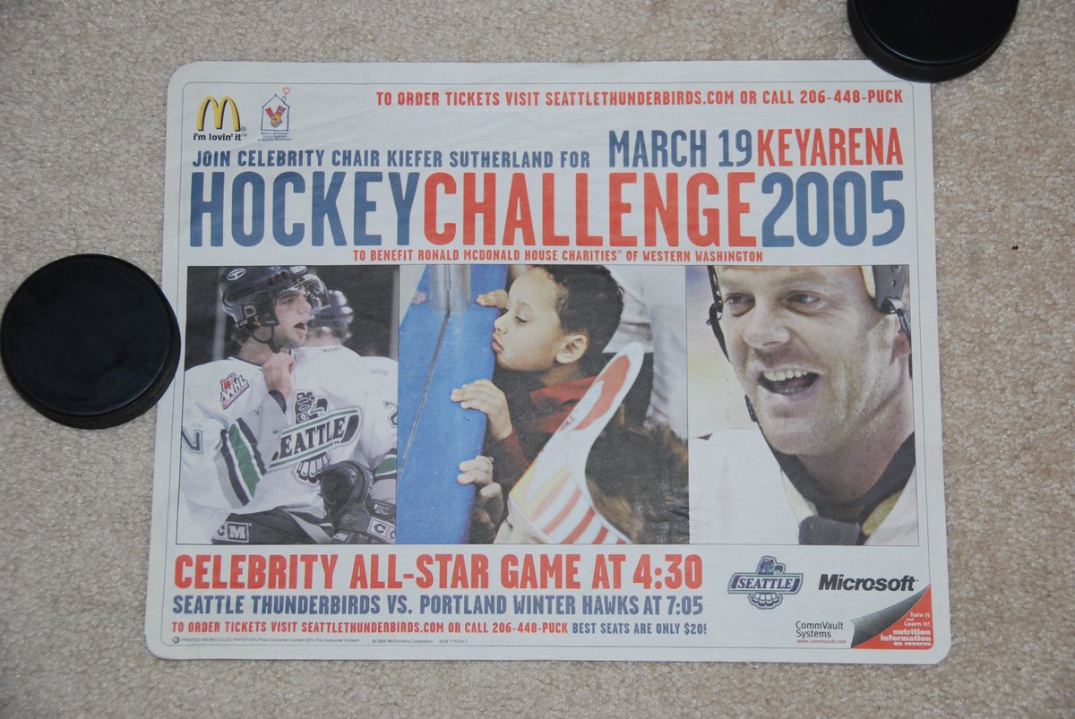 Jackie Soo (@soopergirl88) on Twitter photo #ThrowbackThursday Excited for my 14th year of Hockey Challenge! A look back: 2005 McDonald's trayliner featuring #KieferSutherland, who played in our All-Star Game! In "24" hrs = always time to play hockey for the <a href="/rmhcseattle/">RMHC Western WA & AK</a>! Help continue the memories: bit.ly/2VG3DNC #ThrowbackThursday Excited for my 14th year of Hockey Challenge! A look back: 2005 McDonald's trayliner featuring #KieferSutherland, who played in our All-Star Game! In "24" hrs = always time to play hockey for the <a href="/rmhcseattle/">RMHC Western WA & AK</a>! Help continue the memories: bit.ly/2VG3DNC