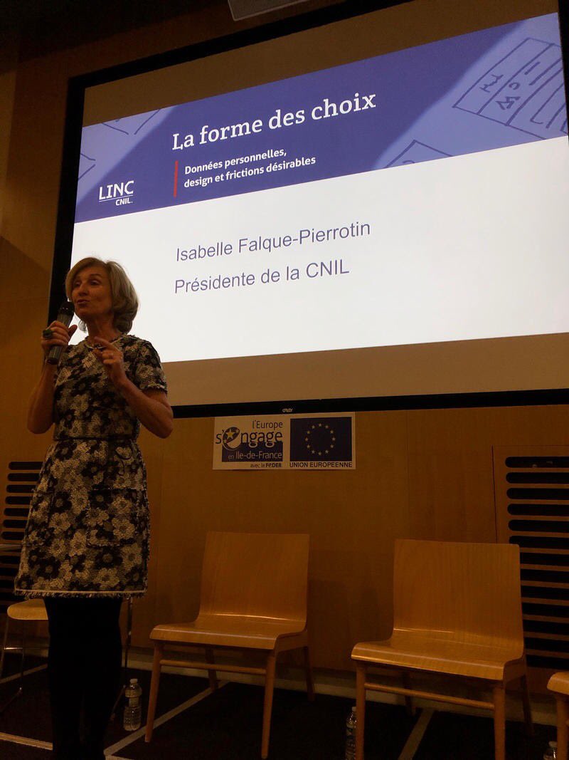 DotLegalDesign's tweet image. La @CNIL se « passionne » pour le design. Sa présidente, Isabelle Falque-Pierrotin, évoque 3 points centraux: « 1. le design est au cœur de l’économie de l’attention, 2. le design de la privacy est une priorité, 3. le design peut permettre d’affiner la pédagogie  #dotlegaldesign