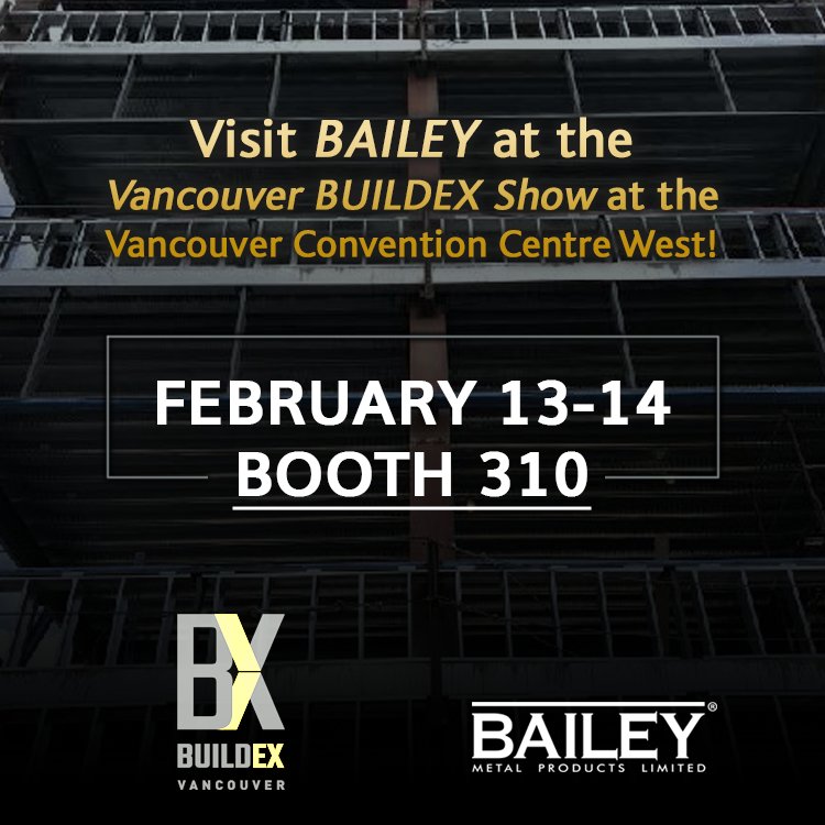 baileymetal's tweet photo. Join us next month at the @BUILDEXshows show in Vancouver, Booth 310. Come by to talk about how our products can help your next building project or just stop by to chat! We hope to see you there! #buildex2019 #baileymetal #tradeshow https://t.co/XRepe0gPNP