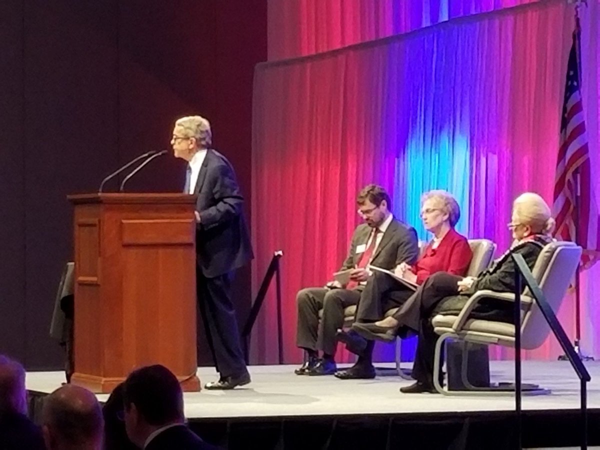 GovMikeDeWine's tweet photo. Earlier this afternoon I gave the keynote address at today’s @AkronRoundtable.  I talked about the key values and principles that will guide my administration: family, education, and the chance to succeed. #Ohio #Akron https://t.co/33Vwtv1wbY