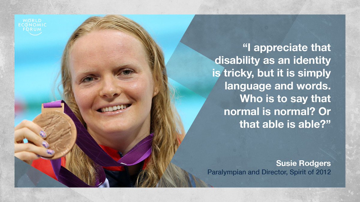 Quote of the Day from Susie Rodgers, Paralympian and Director, Spirit of 2012.
Learn more about how globalization is increasing the inclusion of people with disabilities: https://wef.ch/2FvKskH @Susie_Rodgers @Spiritof2012 #wef19 #globalization