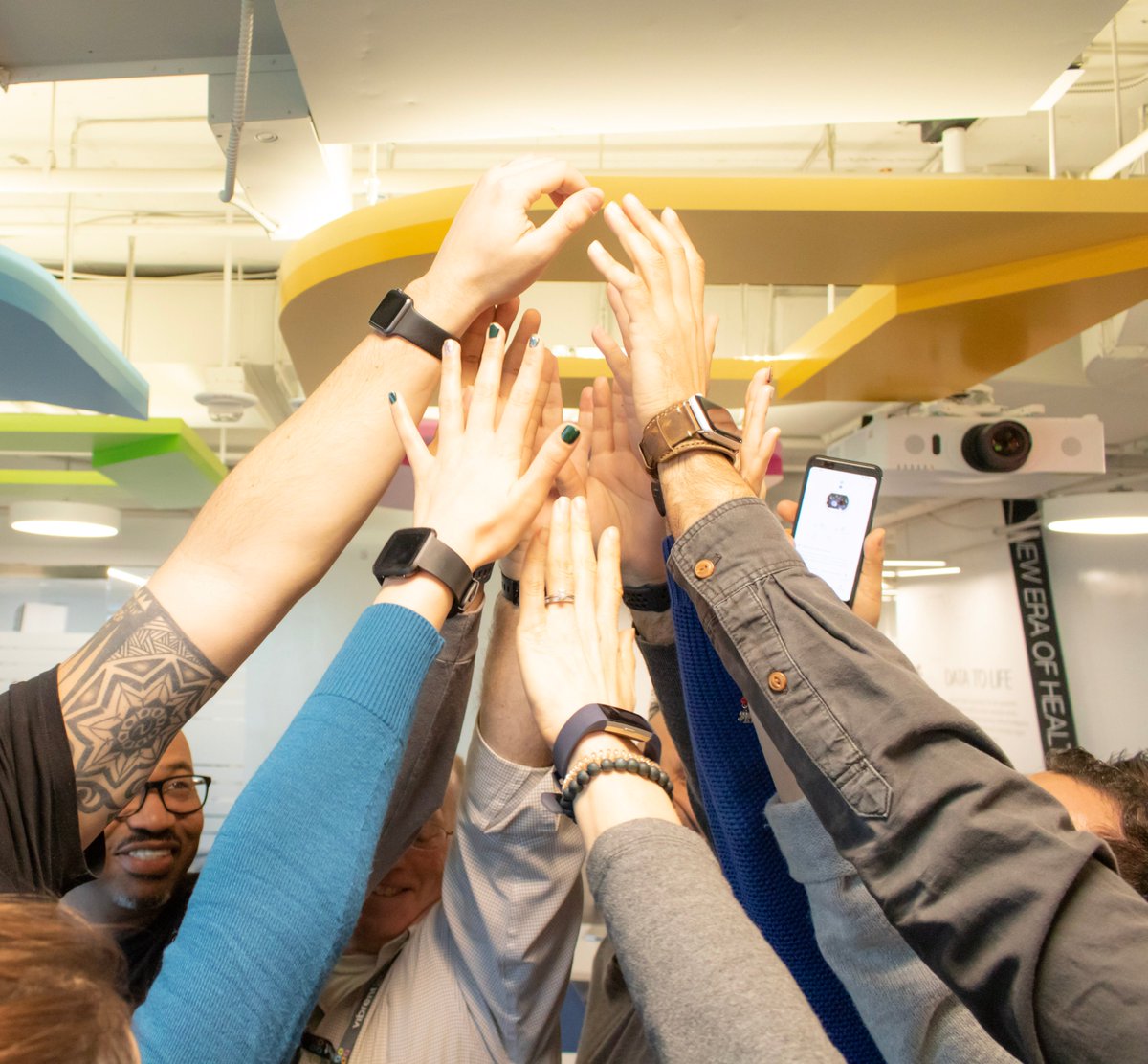 VibrentHealth's tweet image. All-hands meeting! @VibrentHealth celebrates the integration of Fitbit data into @AllofUsResearch. Digital health data is an important part of the All of Us vision for health data collection & return of value to participants. #VibrentHealth #AllofUsResearch