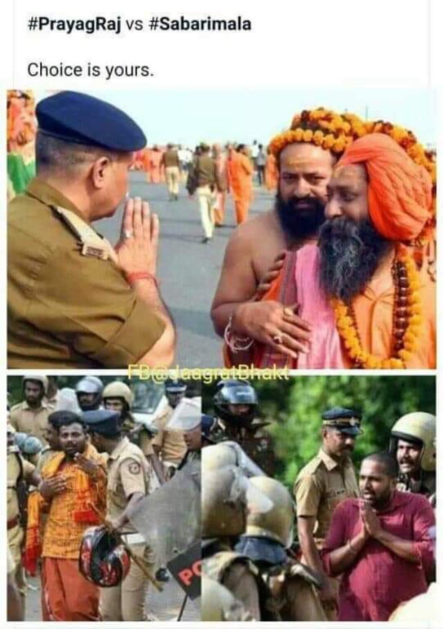 blue_saturn's tweet photo. #PrayagrajKumbh2019 Vs #Sabarimala . Choice is yours.
#NunsFightBack #Hinduism #hindu #HINDUPHOBIC https://t.co/3ApU0lqqXu