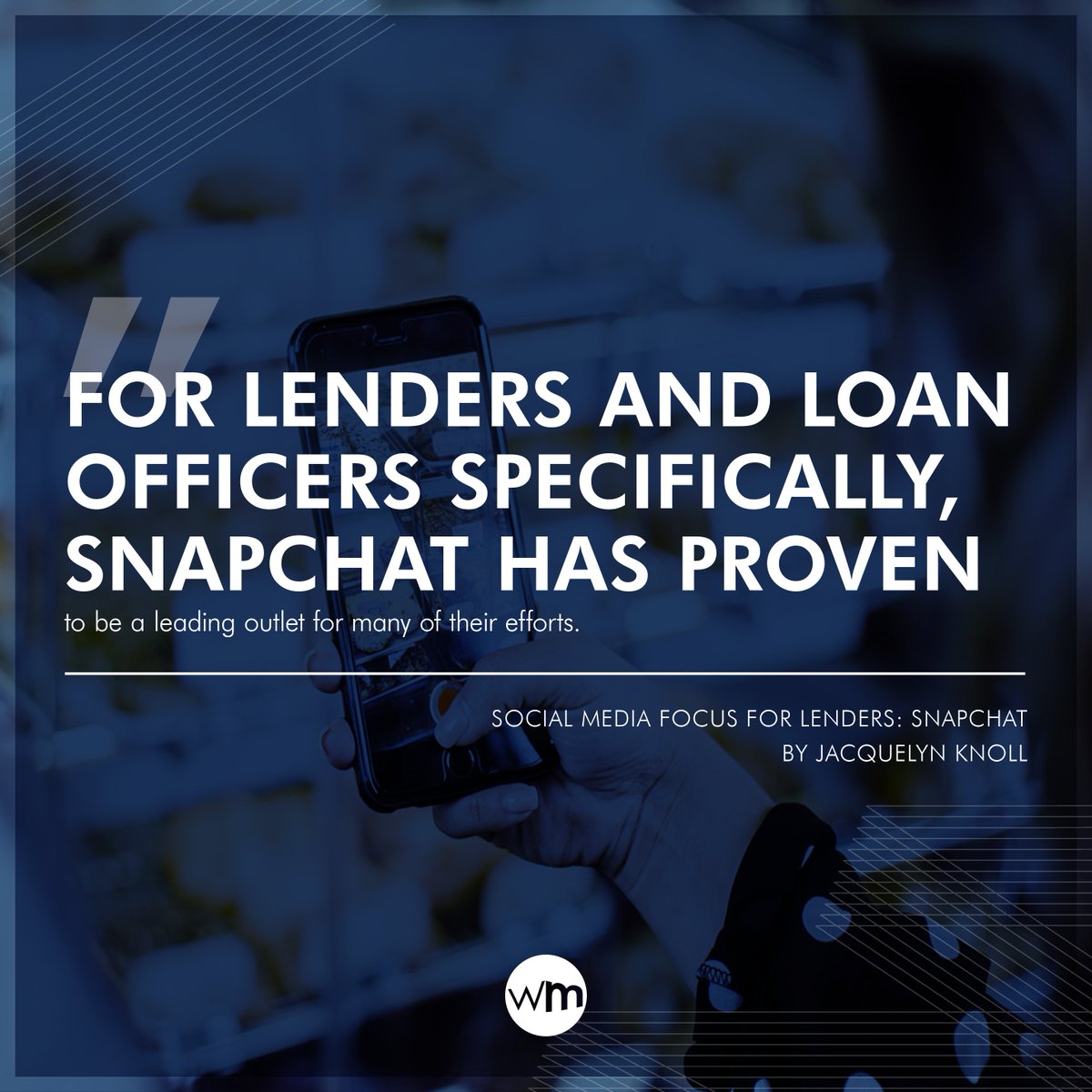 WebMaxco's tweet image. “For lenders and loan officers specifically, #Snapchat has proven to be a leading outlet for many of their efforts”.  

As quoted by #WebMax Marketing Coordinator, Jacquelyn Knoll, in her latest #WebMaxBlog post, “Social Media Focus for Lenders: Snapchat”. bit.ly/2swZqyk