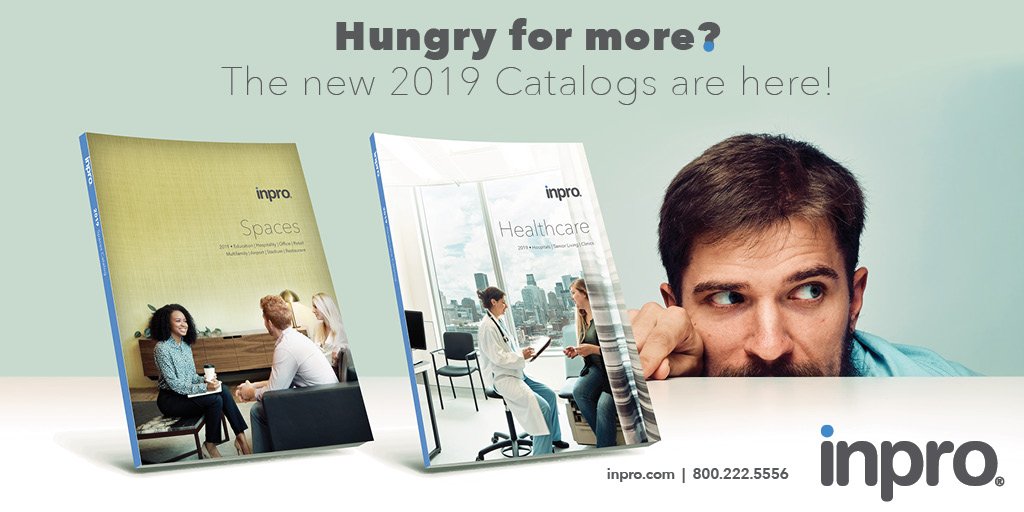 InproCorp's tweet photo. Our 2019 catalogs feature the latest & greatest additions to Inpro, including new Shield® intelligent fabric patterns, a whole new product category & much, much more. Request your copy today to get the full inside scoop: https://t.co/DVQ8DE5XIl #requestacatalog #commercialdesign https://t.co/YsBl4U4V4r