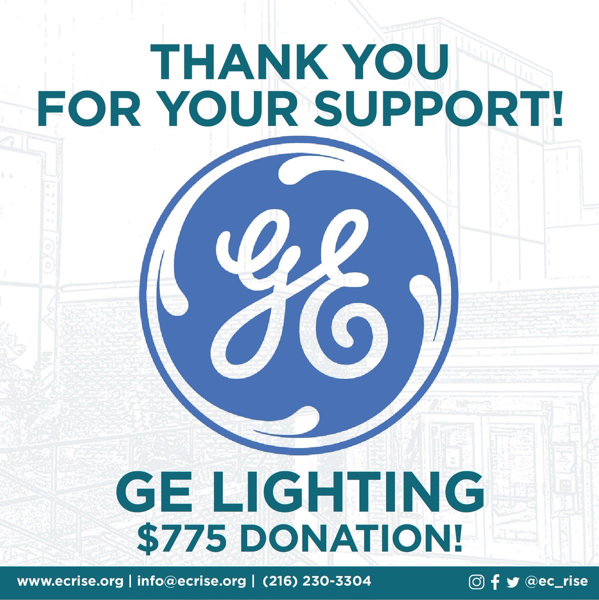 ec_rise's tweet photo. THANK YOU to @GELighting for their donation towards the MLK Civic Center Renovation Project! We we have met our initial fundraising goal thanks to their support! Come celebrate with us THIS MONDAY on MLK Day! #ECRise #MLKDayOfService https://t.co/xudaG9vnen