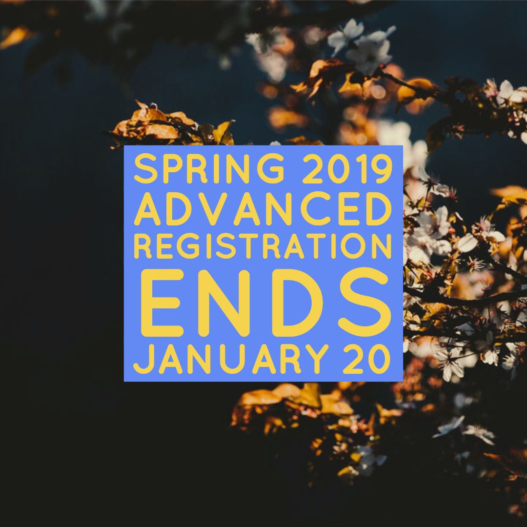 sjsusuccess's tweet photo. Hi Spartans 👋 A friendly reminder that Spring 2019 Advanced Registration ends on Jan 20. There will be no registration activity from Jan 21-23. If you aren't enrolled in a class by the 20th, you will need an add code on the first day of classes. #SJSUSFS https://t.co/zenThk5u23