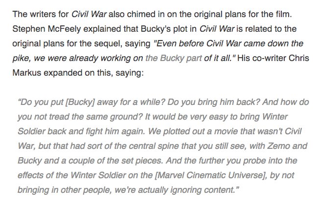 This isn't conjecture; the creator confirmed.Baron Zemo was even lifted from this, meaning–to me–the writers still have Arnie in the back of their heads.I say that because even when there was going to be Cap 3, not CW, Zemo was planned to be involved. https://screenrant.com/captain-america-3-civil-war-kevin-feige/