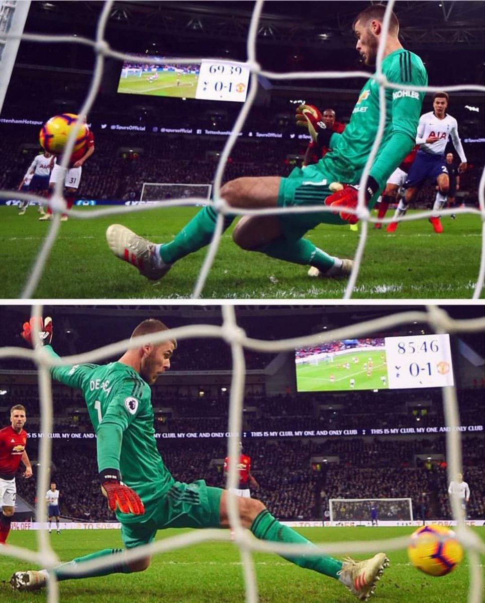 The rate at which he uses his feet to make saves, I am worried that soon, when he saves with his hand, the referee may award a penalty against United!!
#DeGea #MUFC #Davesaves #TOTMUN
