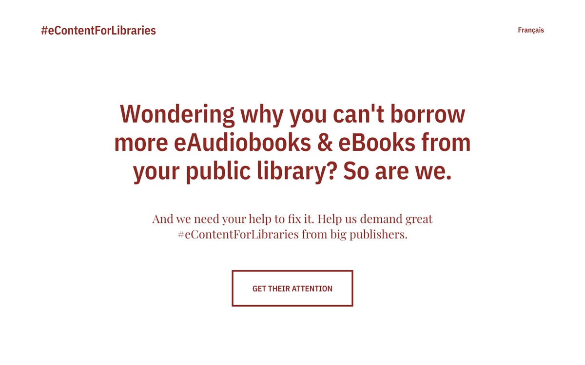 ORLreads's tweet image. Wondering why you can’t borrow more eAudiobooks and eBooks? So are Canadian public libraries. We’ve got a plan to improve #eContentForLibraries – but we need your help to get the multinational publishers’ attention.

econtentforlibraries.org