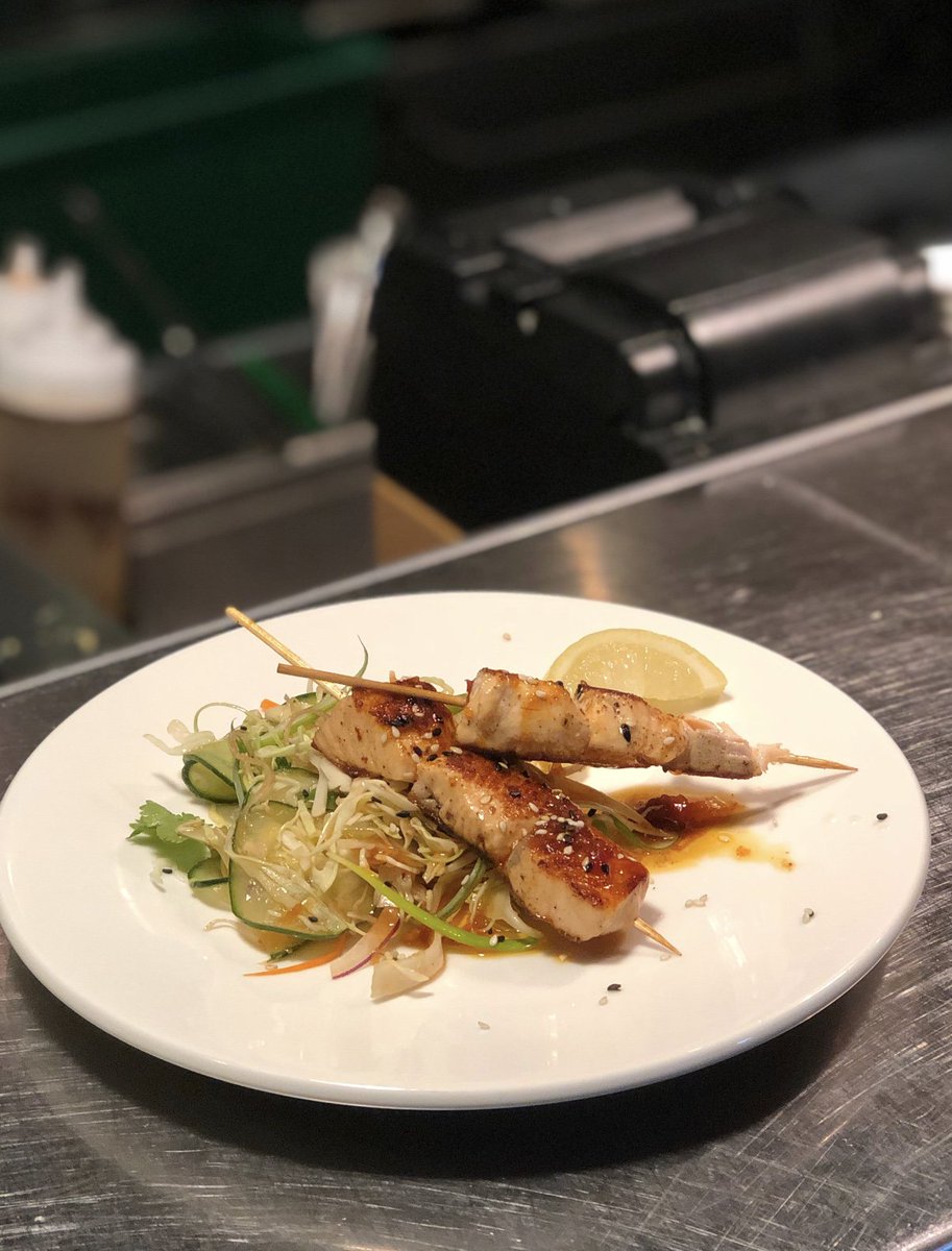 thefishseattle's tweet photo. Whether you enjoy spicy or not spicy food, we offer extensive flavors on the menu!  

Come and get a taste on fresh salmon skewers during happy hour!  Choice of smoky creole or home-made teriyaki sauce! https://t.co/HG0Dajld7D