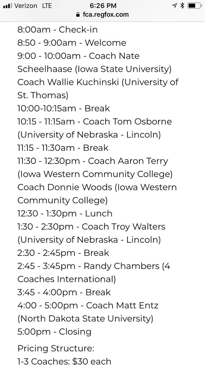 Great Football Clinic opportunity!  This is the season to educate yourself as a coach and @FCA_Ballcoach has put together one heck of a clinic!  Click, sign up, show up....your players will thank you!   
fca.regfox.com/2019omahametro…