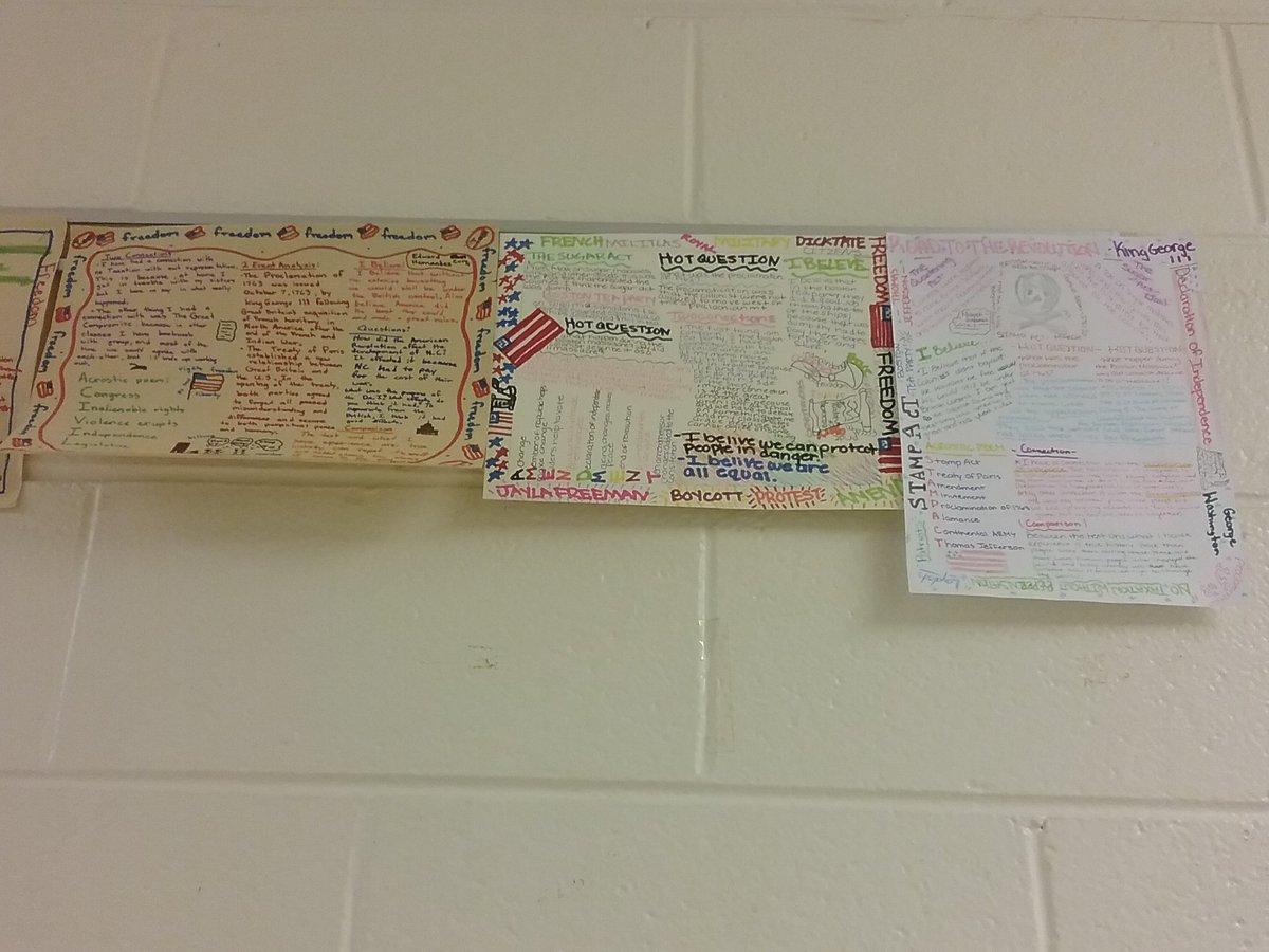 ynsimpson's tweet photo. One-pagers for the Road to the Revolution &amp; a New Nation. My babies did that! @BMSBobcats #bobcatsbest #BMS8th #committed https://t.co/x2Ak9Ht7i5