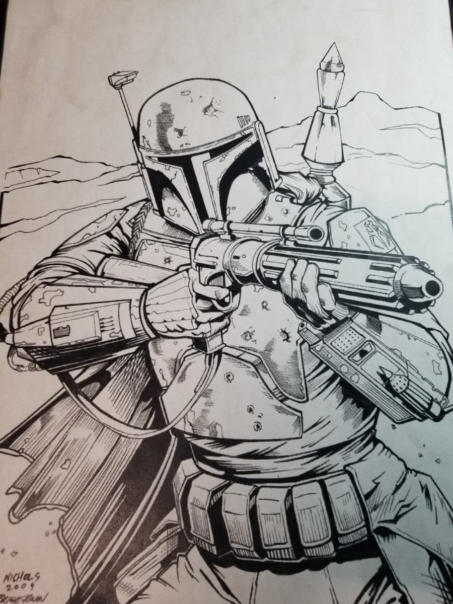 Just_Robie_E's tweet photo. Hello everyone,  been awhile.  I know, I know. Been busy with a lot of things.  Hope everyone been well. Been working today on finishing up on my hand #glassetch #starwars #bobafett, for wondercon this year. Just now need to give the man his gun. So he will stop staring at me. https://t.co/a80H7BmbpO