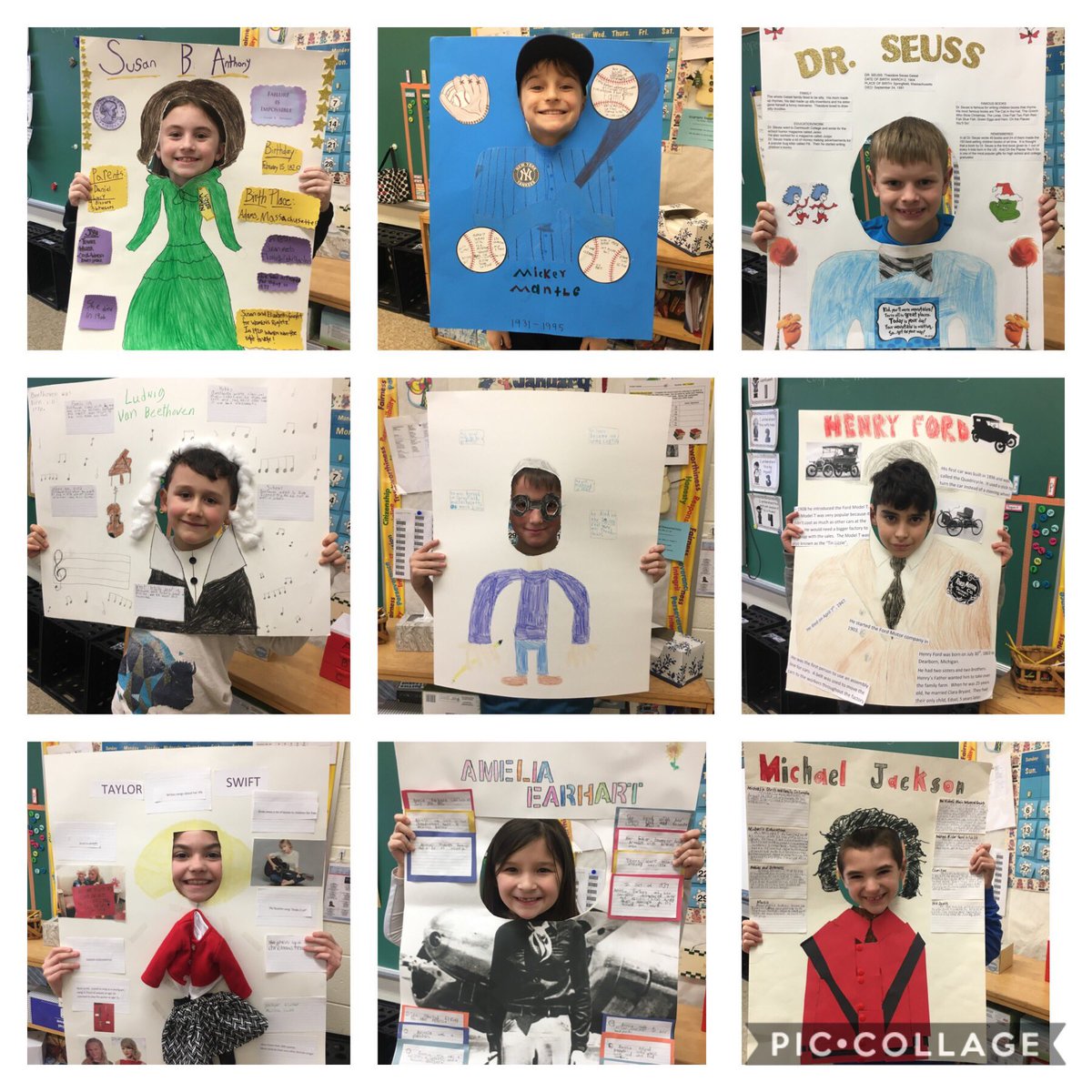 BoniCooper's tweet photo. Can’t wait for these famous people to make an appearance tomorrow!! #onceacard @MrsChrisMiley #biographyprojects https://t.co/YtxEIzGN06