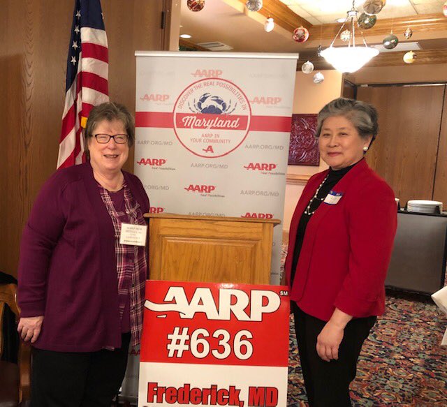 AloHank_'s tweet photo. Frederick ⁦@AARPMD⁩ chapter 636 heard today from noted HISTORIAN Lily Liu about the founding of AARP 60 years ago.  ⁦The Chapter is 47 years young and has over 700 members! ⁦Thanks to exceptional Leader Gail Lawrence. https://t.co/IBTBxAZdDk