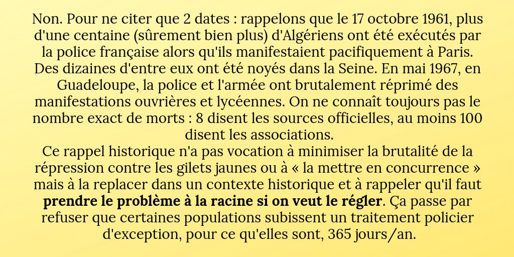 s_assbague's tweet photo. n°5 

« La répression contre les gilets jaunes est la plus sanglante depuis la fin de la seconde guerre mondiale. » https://t.co/iIgCP0AvEG