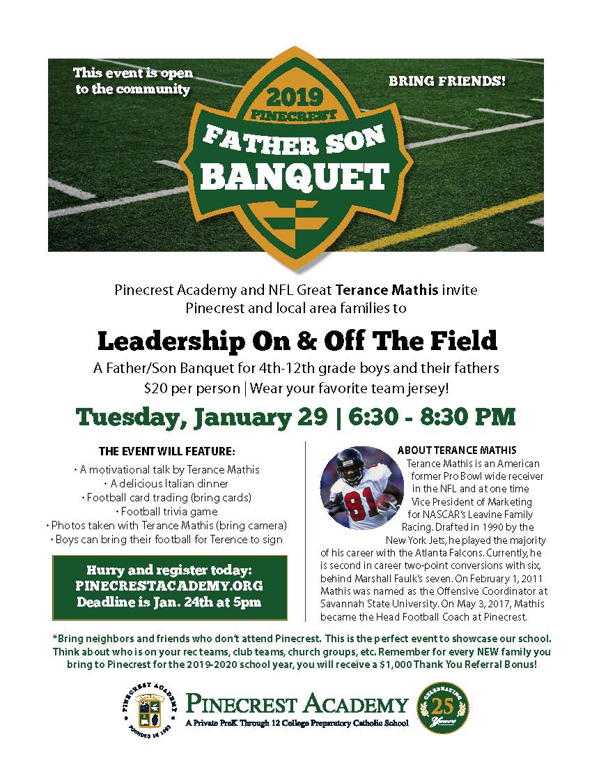 PinecrestAcadem's tweet photo. Calling all dads and their young sons! 🏈🏈🏈
https://t.co/m0MZ7SJvkX
#terancemathis #NFL #atlantafalcons #FatherAndSon #FoCo
@therealtmathis @PinecrestAD @ForsythSports @joeparkerga @MyForsythMag @CummingLocal https://t.co/ZHnAHuqJnH
