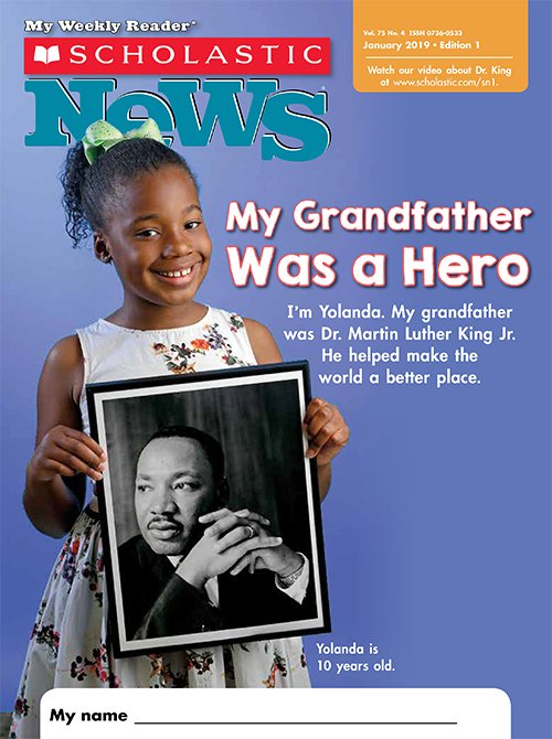 OfficialMLK3's tweet image. Yolanda enjoyed working with @Scholastic &amp;amp; @ScholasticTeach this year for the annual tribute to my father. She'd love to know how the magazines have been used in the classroom or what students thought! Please share! #MLK3 #MLKJr #YolandaReneeKing #ScholasticNews