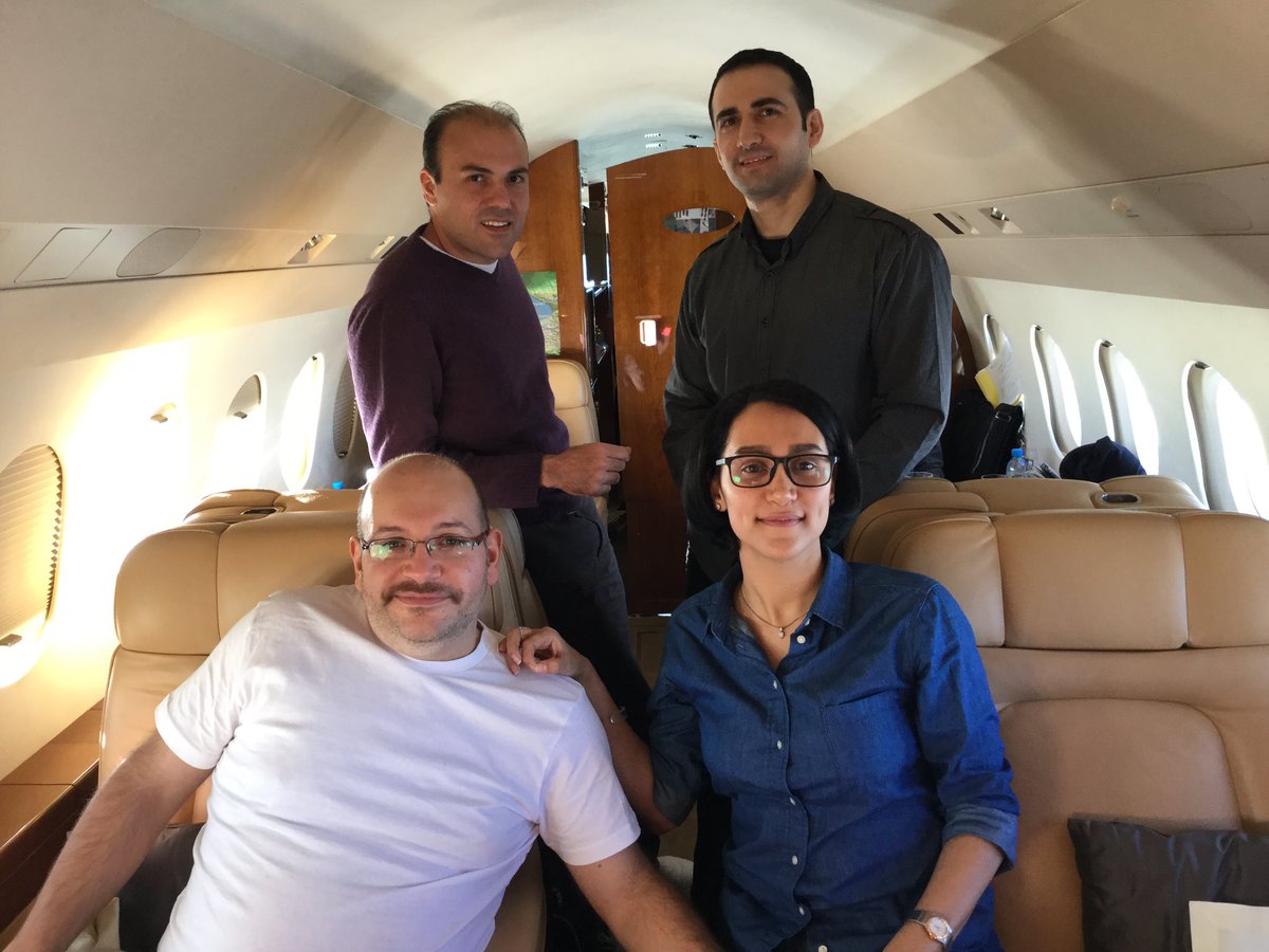 jrezaian's tweet photo. 3 years ago today Amir Hekmati Saeed Abedini & I were released from prison & along with my wife @YeganehSalehi, we were allowed to leave #Iran. That would’t have happened without the support of our families, many people in government, the media & many fellow Americans. https://t.co/yuUftRQRIl