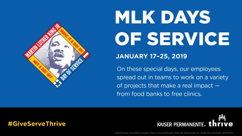 We're getting ready for our biggest <a href="/MLKDay/">MLK Day</a> of Service ever, with 1200 passionate #KPNW employees registered to #volunteer at 50+ sites in #Oregon &amp; #SWWashington! #GiveServeThrive  #MLKDay2019! #MLKDay #pdx