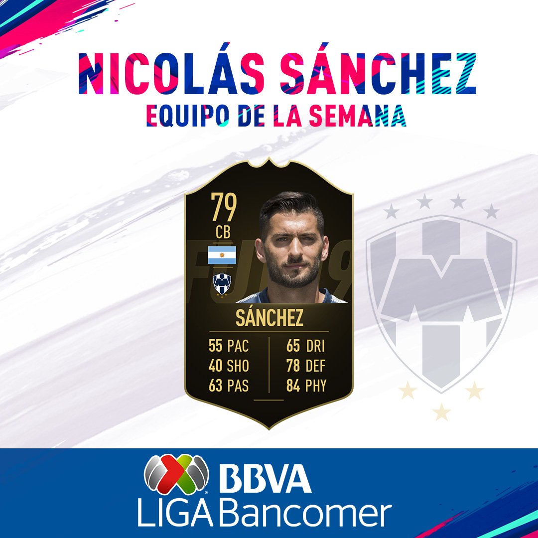 LigaBBVAMX's tweet photo. Felicidades a Nicolás Sánchez de @Rayados  por ser parte el Equipo de la Semana 18 #TOTW #FIFA19 #FUT19 🔥🔥🔥🕹️🔝

 @EASPORTSFutbol  🎮 #LIGABancomerMX https://t.co/UT3oj6bWEU