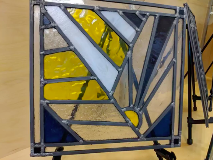 mass4charters's tweet photo. How cool is this? These pieces of stained glass were made by @FoxboroughRCS students! In this Stained Glass class, students get to create authentic artifacts in this medium AND learn about its history, development, and aesthetics. 👏
#EdThatAddsUp @charteralliance @MASchoolsK12 https://t.co/3cnXS9sFWE