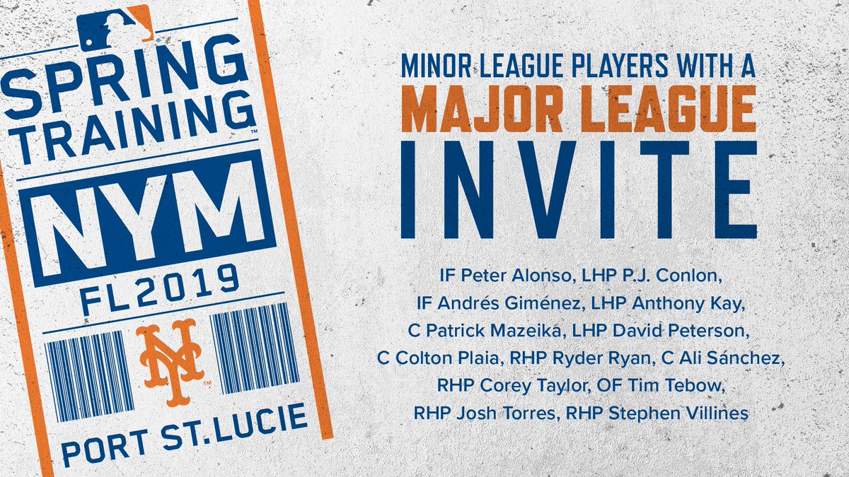 Mets's tweet photo. We’ve invited 13 additional players to Major League #SpringTraining. #Mets https://t.co/p2jAYXTY7N