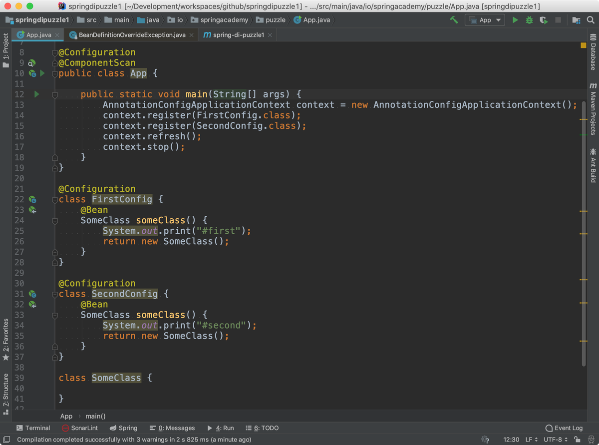 maciejwalkowiak's tweet photo. #SpringFramework puzzle #1 - what's the console output of running below code. NOTE: only spring-context is added as a dependency. There is no Spring Boot here. Poll with potential answers below 👇 https://t.co/hsy2yo9qOJ