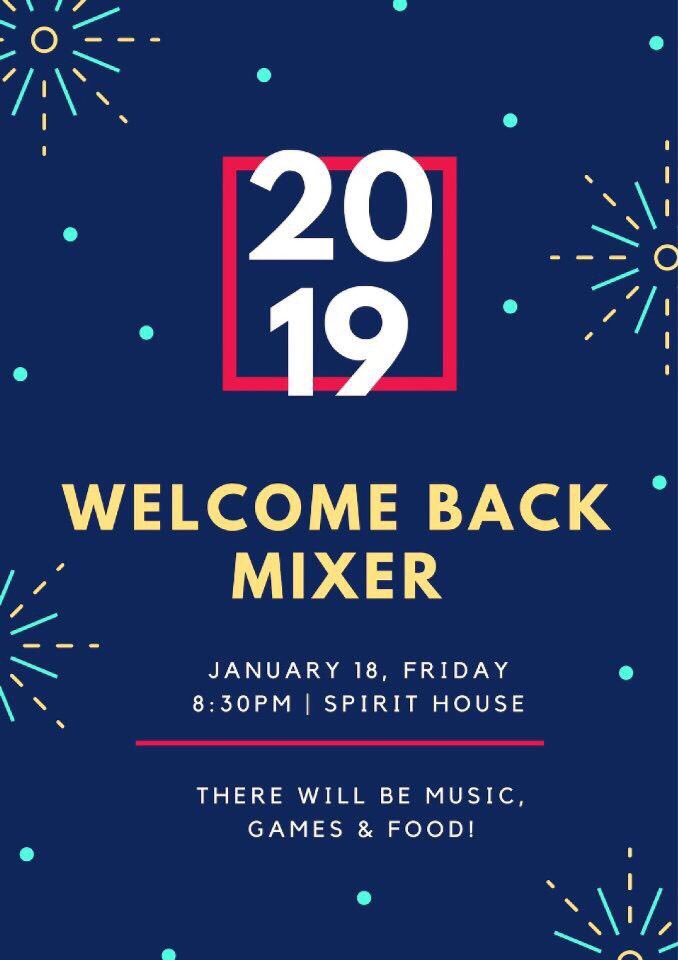 CMU_Spirit's tweet photo. Happy first week of classes! Hope y’all are having a blessed  and productive week! Tomorrow, January 18th SPIRIT will be hosting a welcome back mixer at SPIRIT House. Come out for friends, food and fun! 😌 https://t.co/zESiEeBkNg
