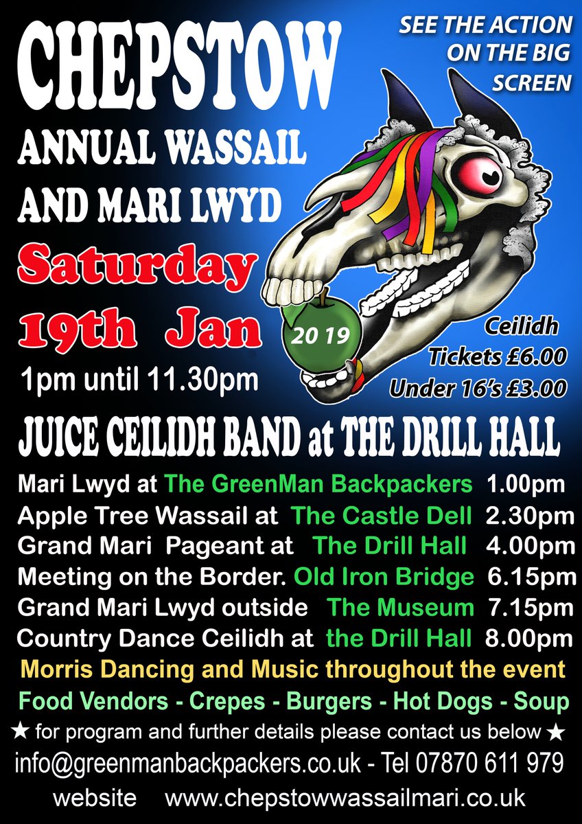 We're looking forward to this weekend in Chepstow for the Wassail. Dancing, singing, parades, making lots of noise, not forgetting the famous Mari Lwyd. vimeo.com/298221426