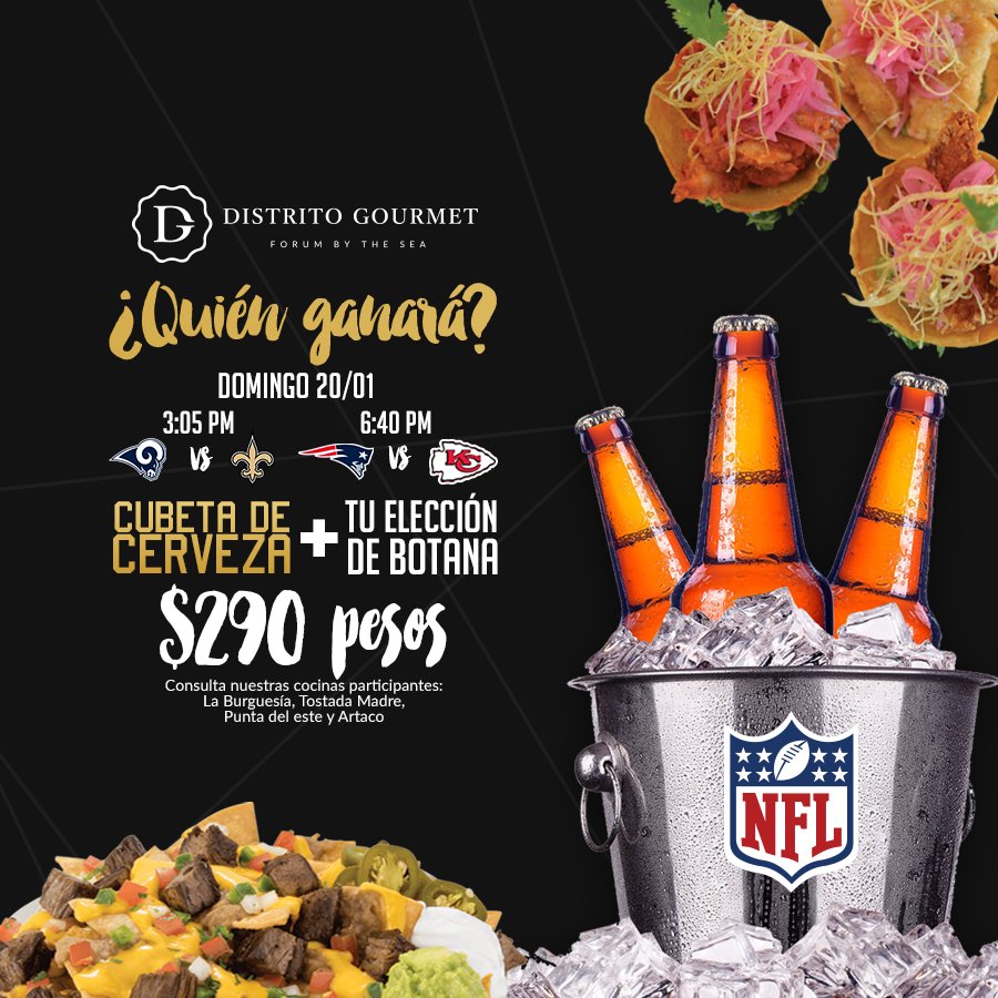 ¡Te consentimos con esta promoción! Ven a disfrutar de emocionantes partidos. ¿A quién le vas? #nfl #playoffs