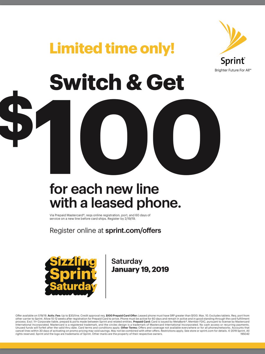 Sprint (@soceanside1) on Twitter photo This weekend at your local #Sprint, join us for another #SizzlingSprintSaturday โจ๏ธ๐! To learn how to get up to ๐ธ$200 ๐ธ PER LINE for making the switch, call or come by and ask to speak to "Peter " for more details.
<a href="/SSantos_08/">SteveSantos</a> <a href="/DannyIsho/">Danny Isho</a> <a href="/KristianAllos/">Kristian Allos</a> #ExpertsChoice #SanDiego This weekend at your local #Sprint, join us for another #SizzlingSprintSaturday โจ๏ธ๐! To learn how to get up to ๐ธ$200 ๐ธ PER LINE for making the switch, call or come by and ask to speak to "Peter " for more details.
<a href="/SSantos_08/">SteveSantos</a> <a href="/DannyIsho/">Danny Isho</a> <a href="/KristianAllos/">Kristian Allos</a> #ExpertsChoice #SanDiego