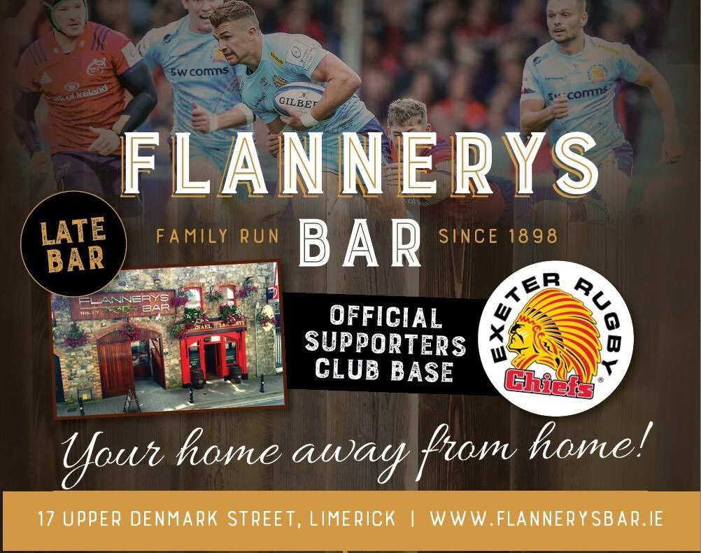 FlannerysBar's tweet photo. Just one more sleep before @ExeterChiefsSC make Flannerys Upper Denmark it’s HQ for the weekend. The Welcome BBQ kicks off from 6.30pm with plenty of pints to be had! https://t.co/T4ZK117hfp