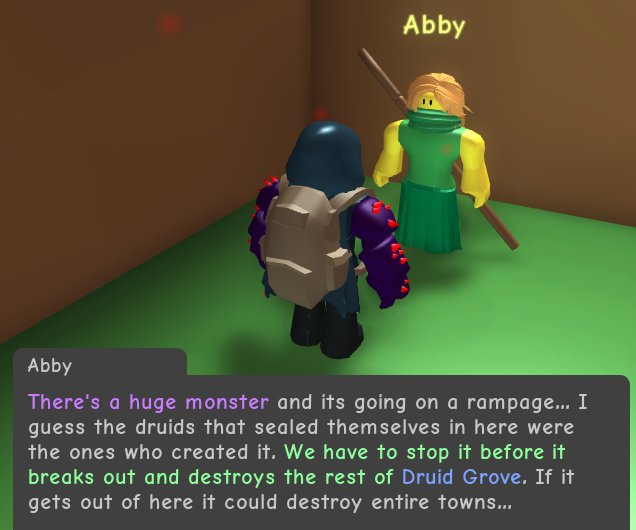 Adventure Story On Twitter Meet Bedrock A Giant Monster Made Out Of Stone And Iron Join Abby The Only Remaining Good Druid To Put A Stop To It In The Druid Grove - abby roblox